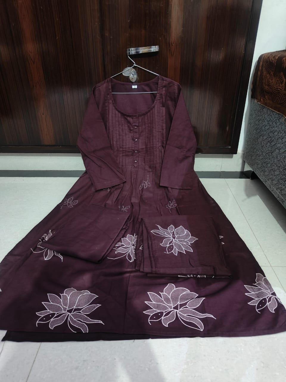 Tritiyaa Elegant Printex Cotton Kurta Set with Matching Pant & Lace Dupatta | Women’s Printed Suit Set