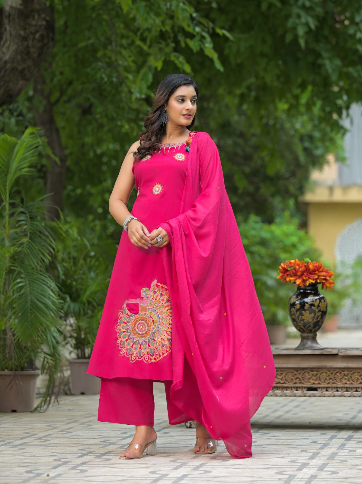 Tritiyaa Pure Cotton Embroidered Suit Set with Dupatta | Elegant Thread & Dori Work Kurta Pant Set for Women