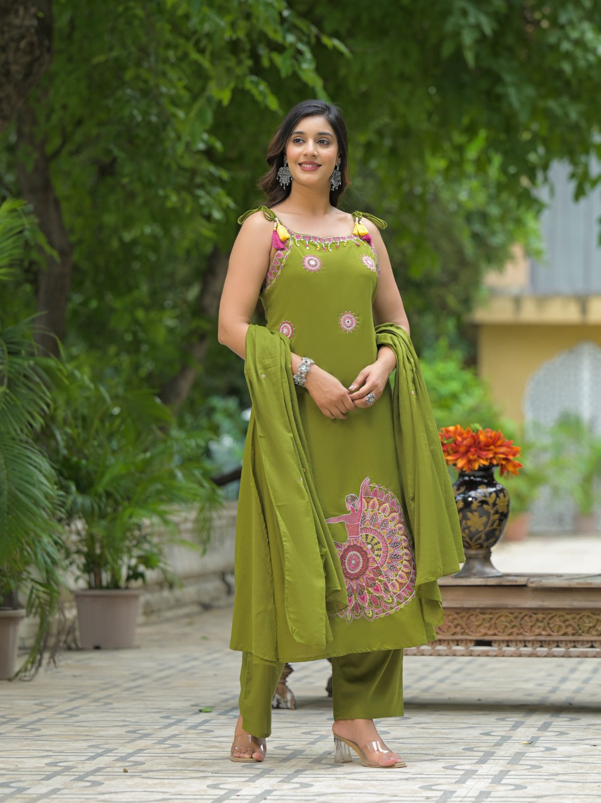 Tritiyaa Pure Cotton Embroidered Suit Set with Dupatta | Elegant Thread & Dori Work Kurta Pant Set for Women