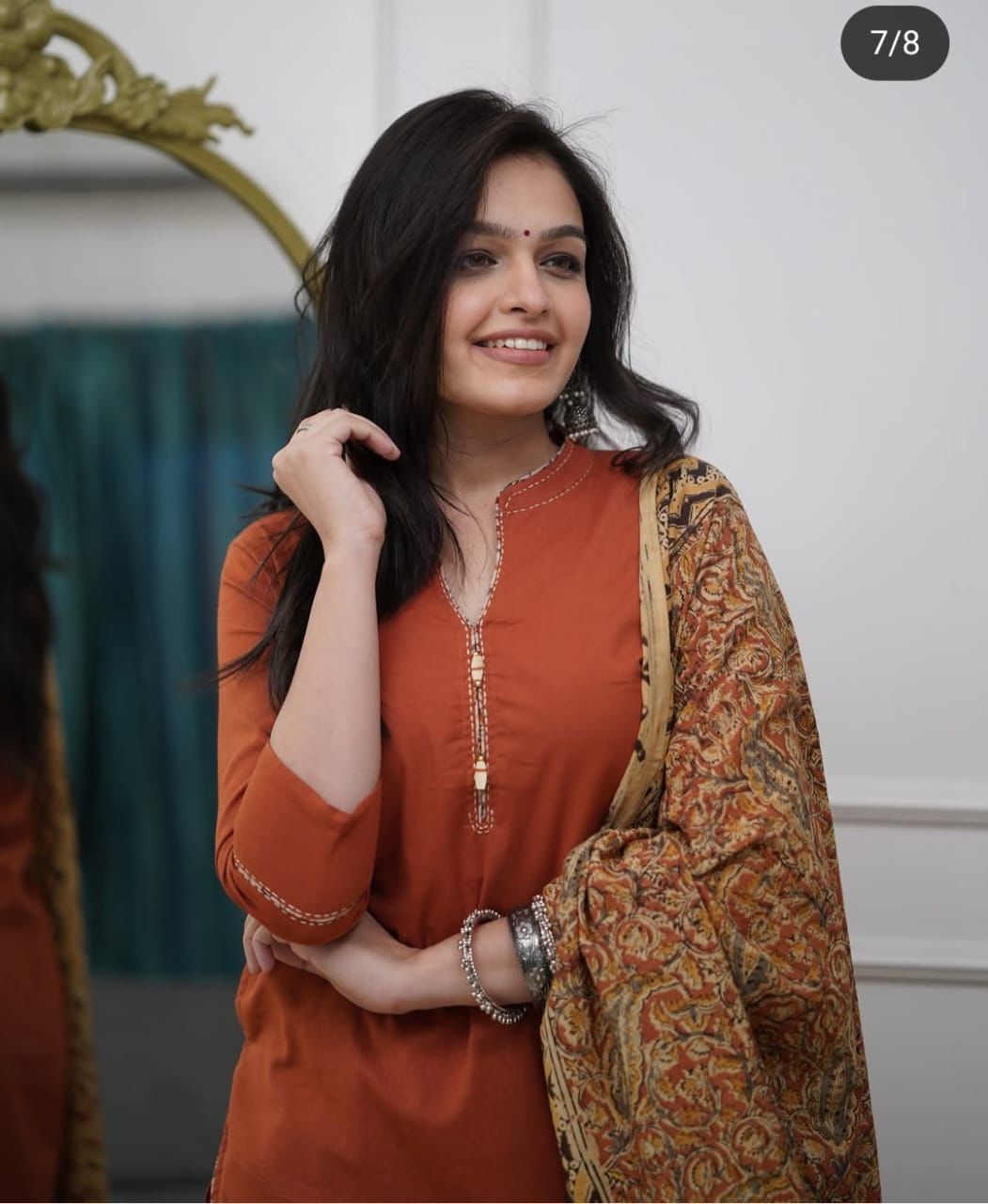 Tritiyaa Premium Khadi Cotton Kurti Pant Dupatta Set | Hand Katha Work 3-Piece Set