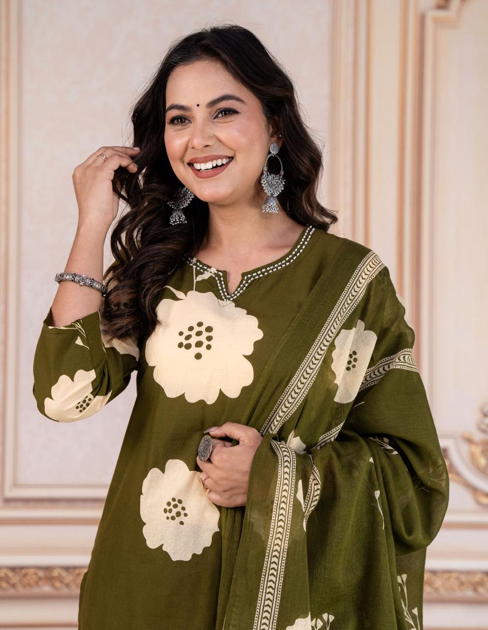 Tritiyaa Heavy Cotton Kurti Pant Dupatta Set | 3-Piece Magic Ethnic Set