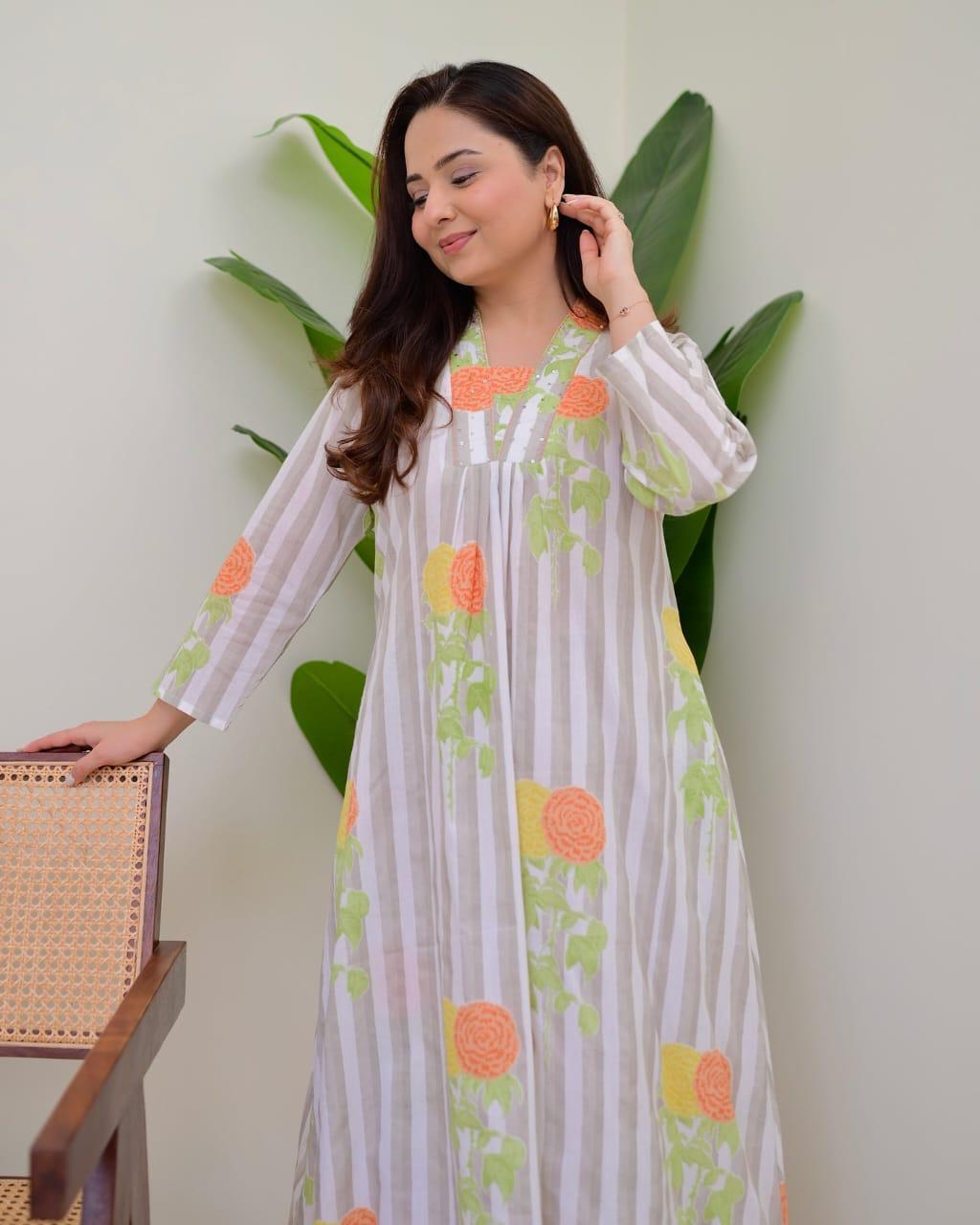 Tritiyaa Summer Special Taj Cotton Pintuck Kurti Pant Set | Office & Daily Wear