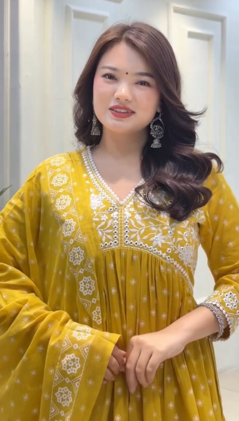 Tritiyaa Flared Cotton Embroidered Kurta Pant Dupatta Set | Dreamy Festive 3-Piece