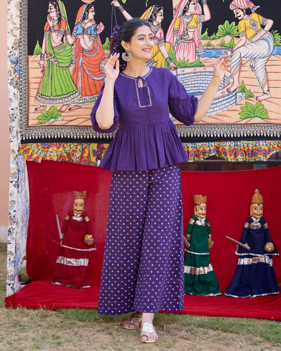 Tritiyaa Pure Cotton Embroidered Kurti Palazzo Set | Summer Co-Ord Wear