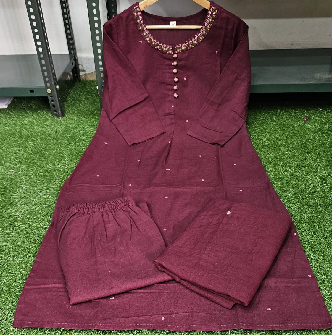 Tritiyaa Designer Cotton Flex Embroidered Kurti Pant Dupatta Set | Festive 3-Piece Set