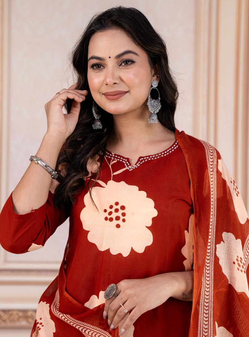 Tritiyaa Heavy Cotton Kurti Pant Dupatta Set | 3-Piece Magic Ethnic Set