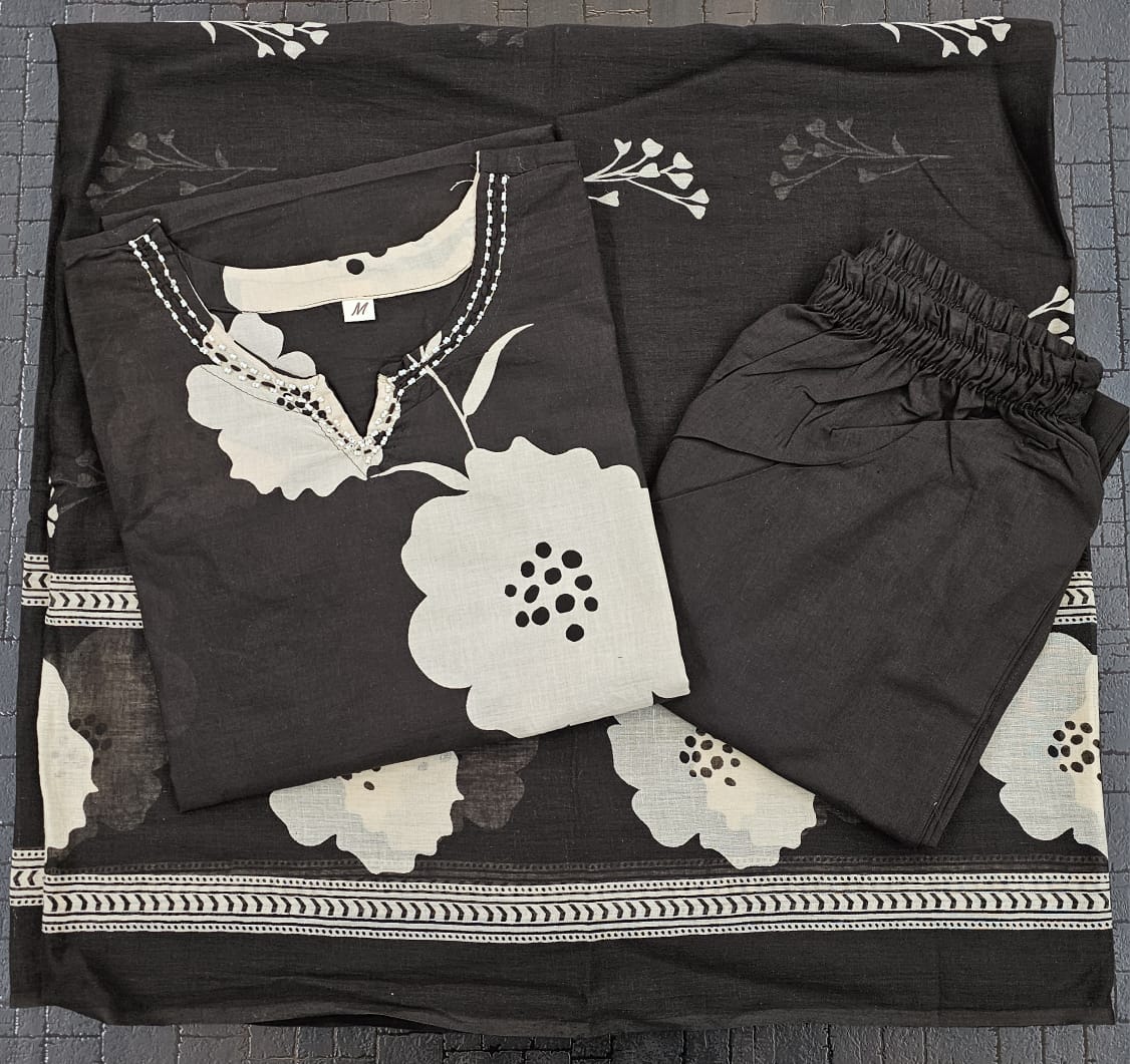 Tritiyaa Heavy Cotton Kurti Pant Dupatta Set | 3-Piece Magic Ethnic Set