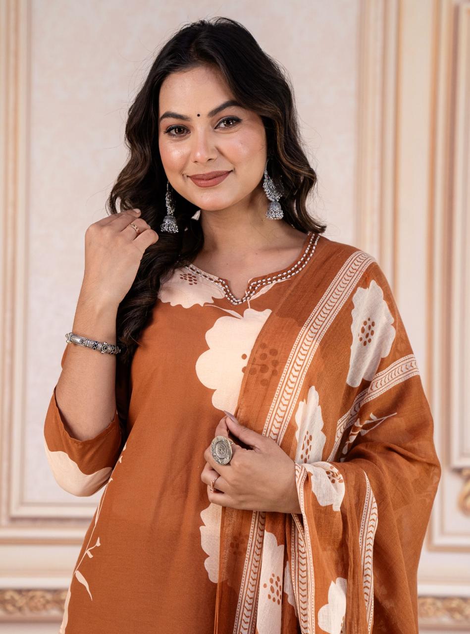 Tritiyaa Heavy Cotton Kurti Pant Dupatta Set | 3-Piece Magic Ethnic Set