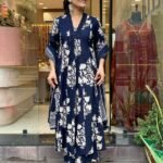 Printed Cotton Anarkali Suit Set