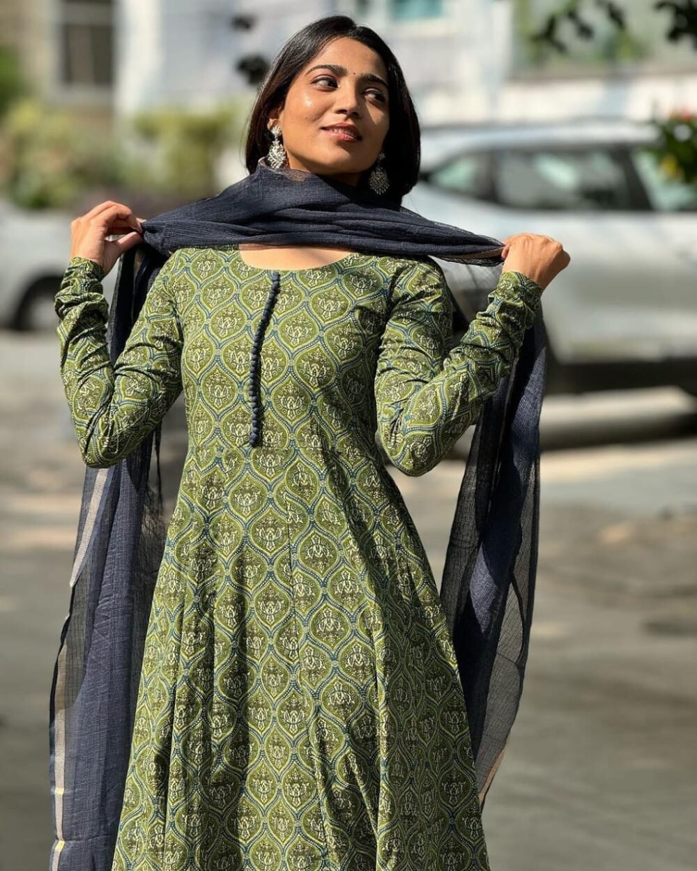 Cotton Anarkali Set with Kota Doria Dupatta