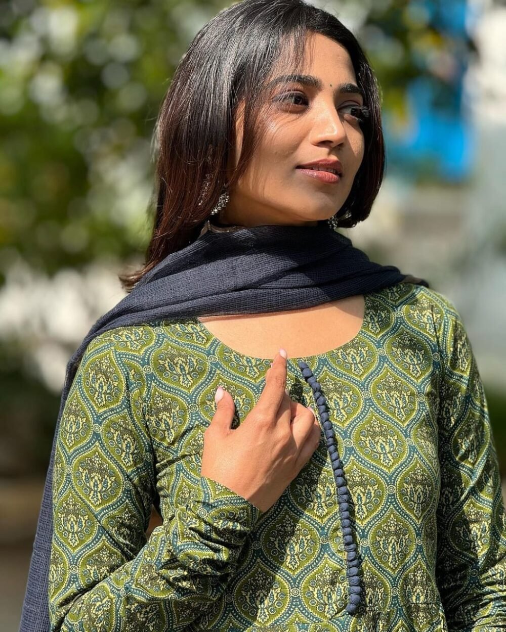 Cotton Anarkali Set with Kota Doria Dupatta - Image 3