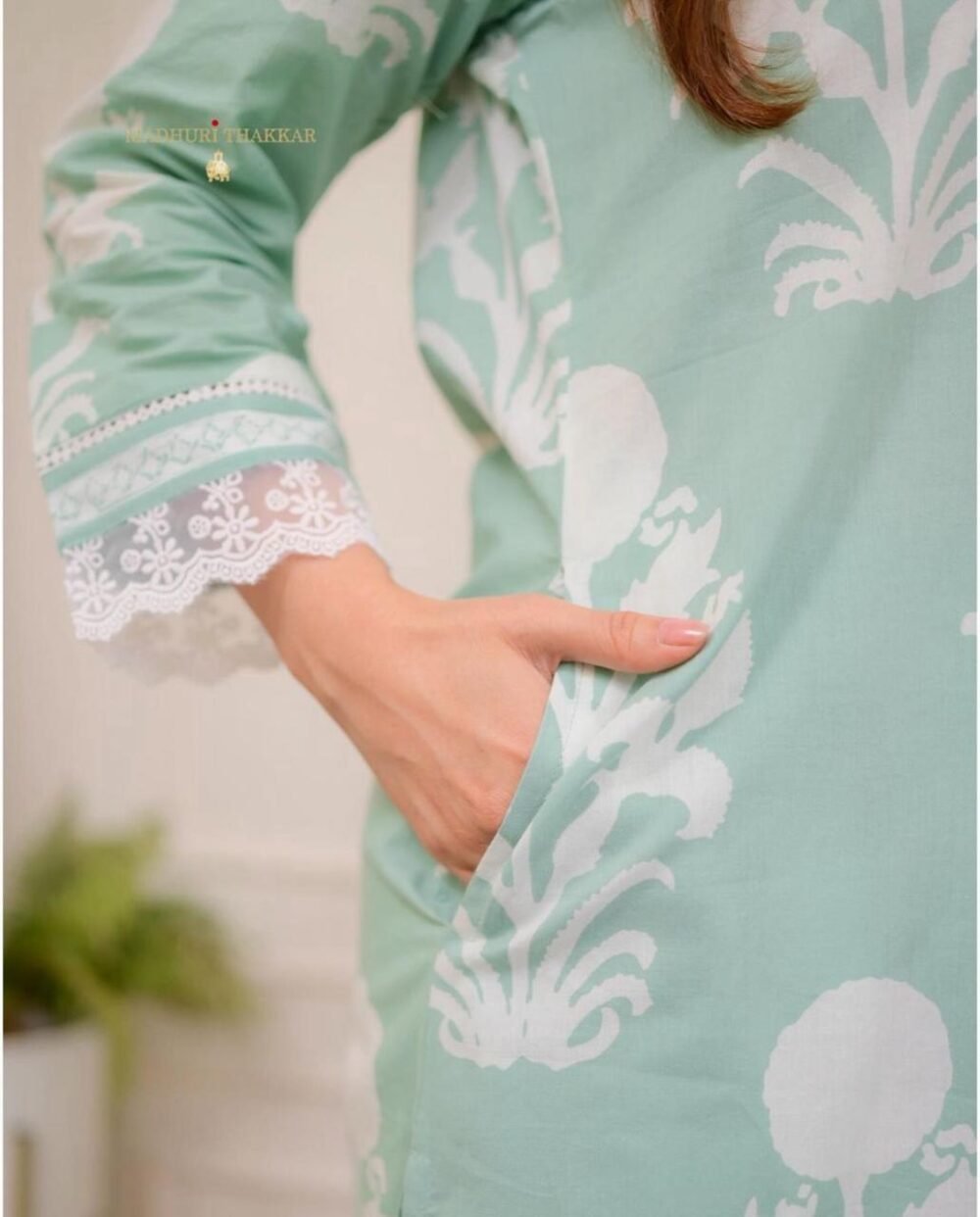 Pastel Premium Cotton Suit with Mul Cotton Dupatta - Image 5