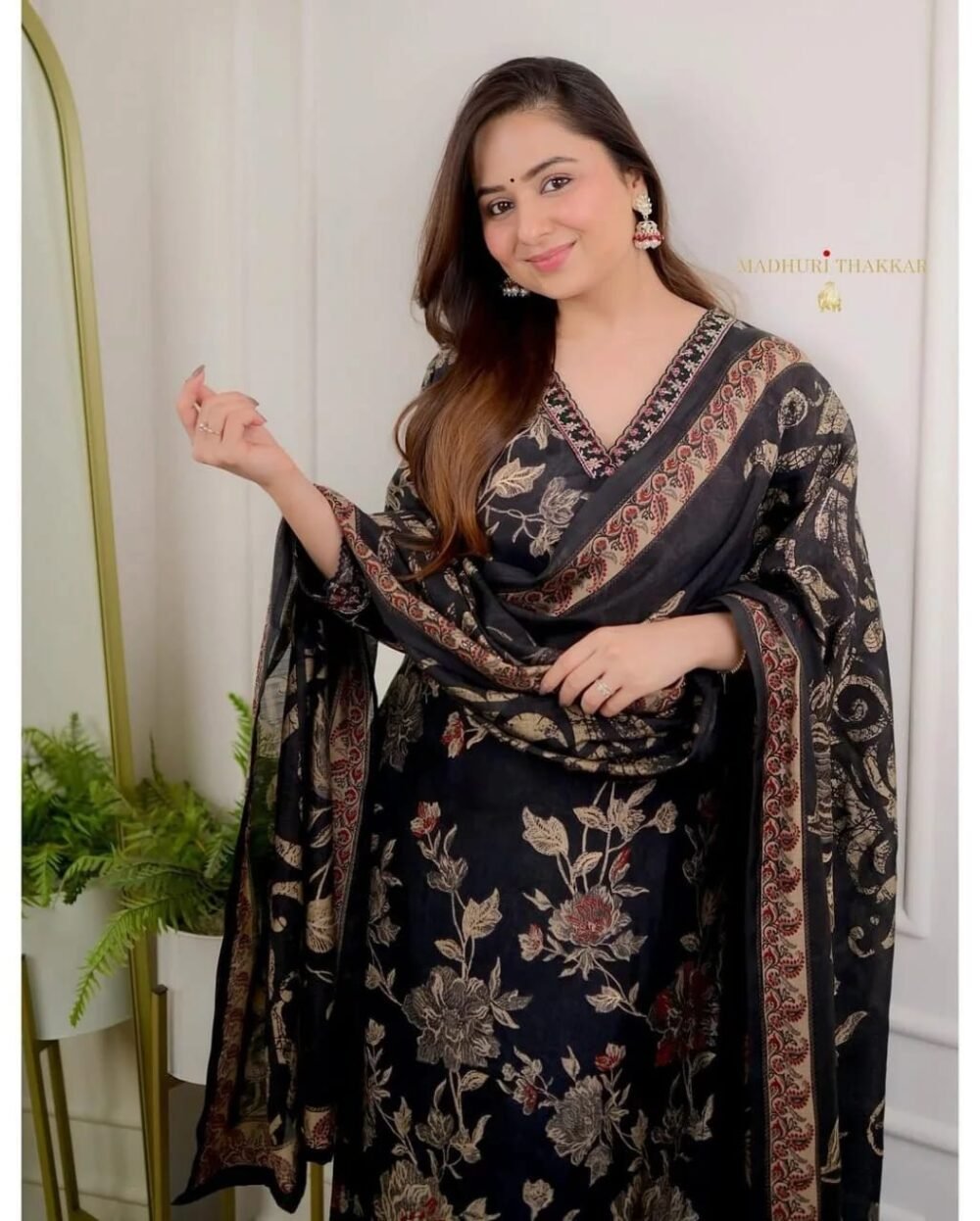 Hand-Embroidered Afghani Cotton Suit Set with Dupatta - Image 6