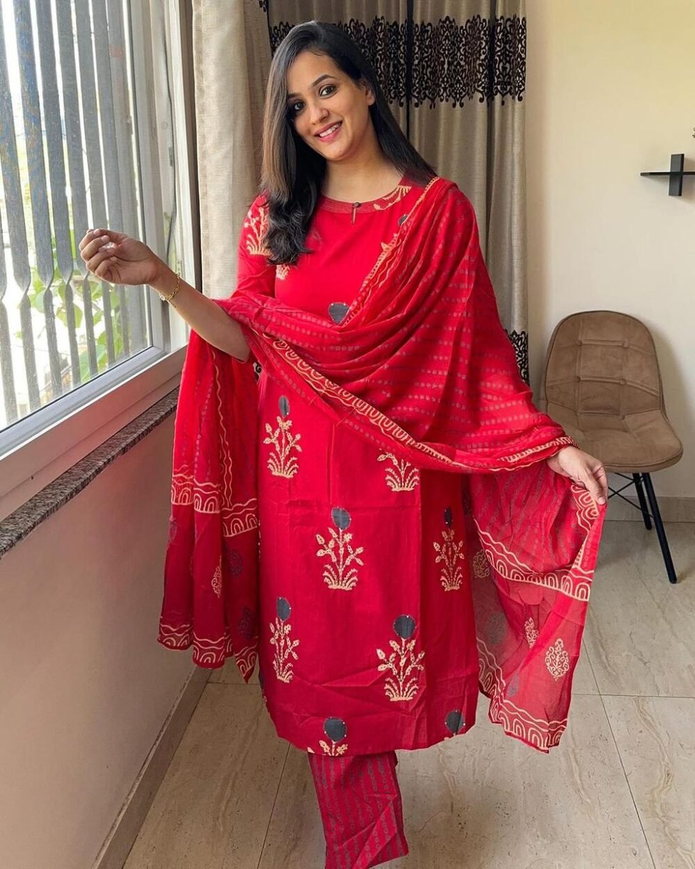 Cotton Kurti Set with Pure Cotton Dupatta