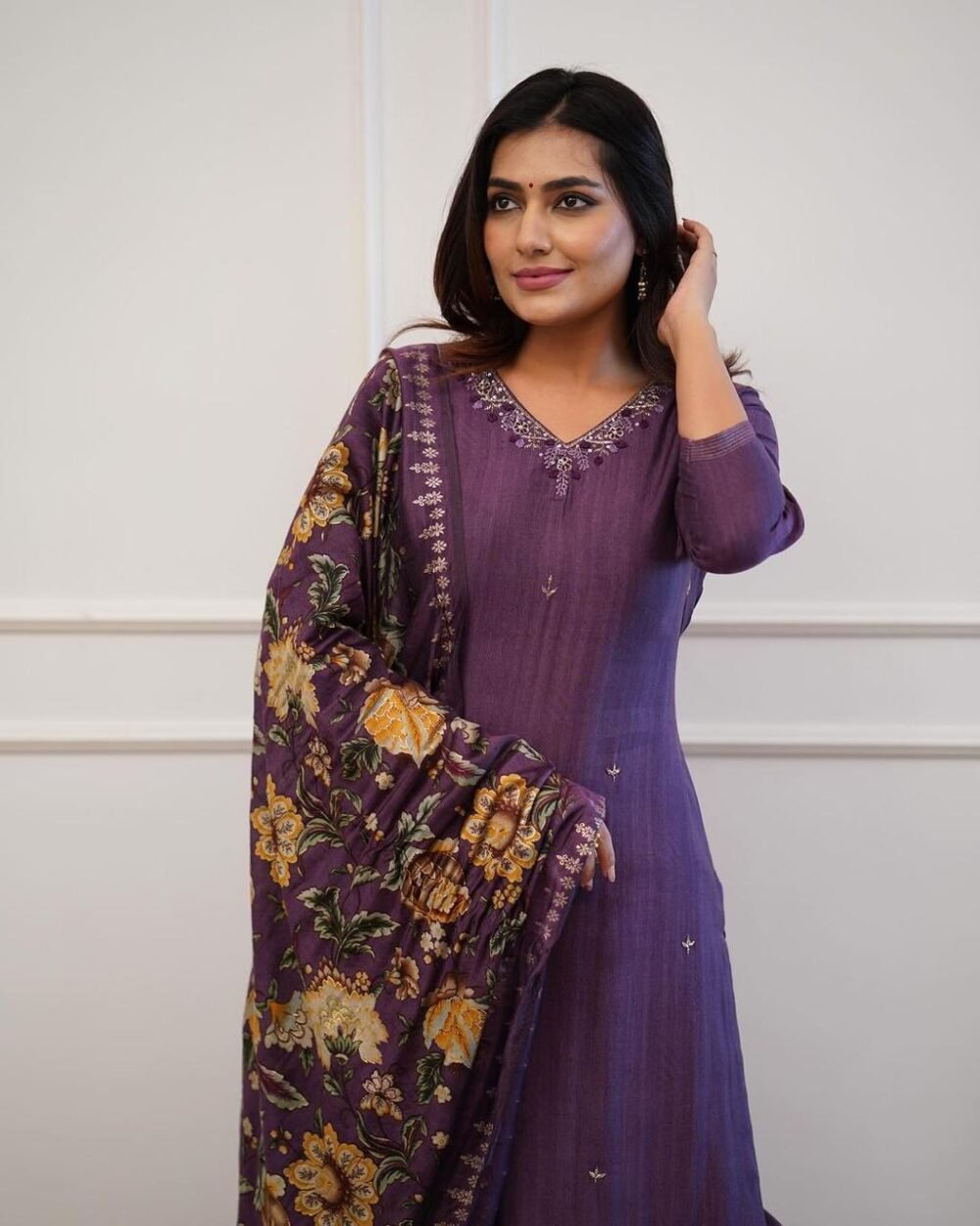 Premium Rayon Suit Set with Digital Muslin Dupatta - Image 4