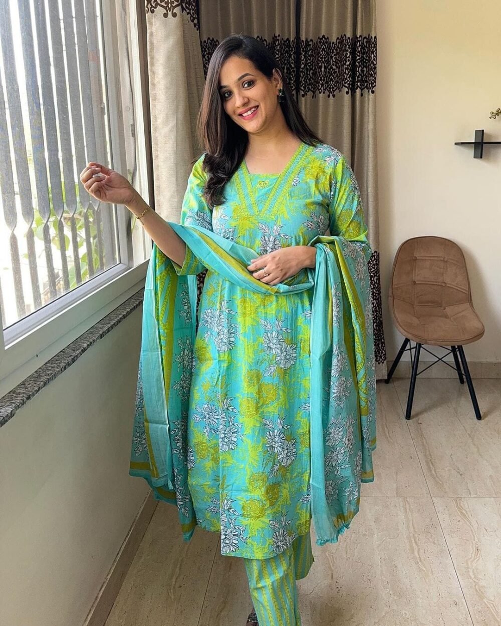 Handwork Cotton Suit Set with 100*100 Dupatta - Image 6