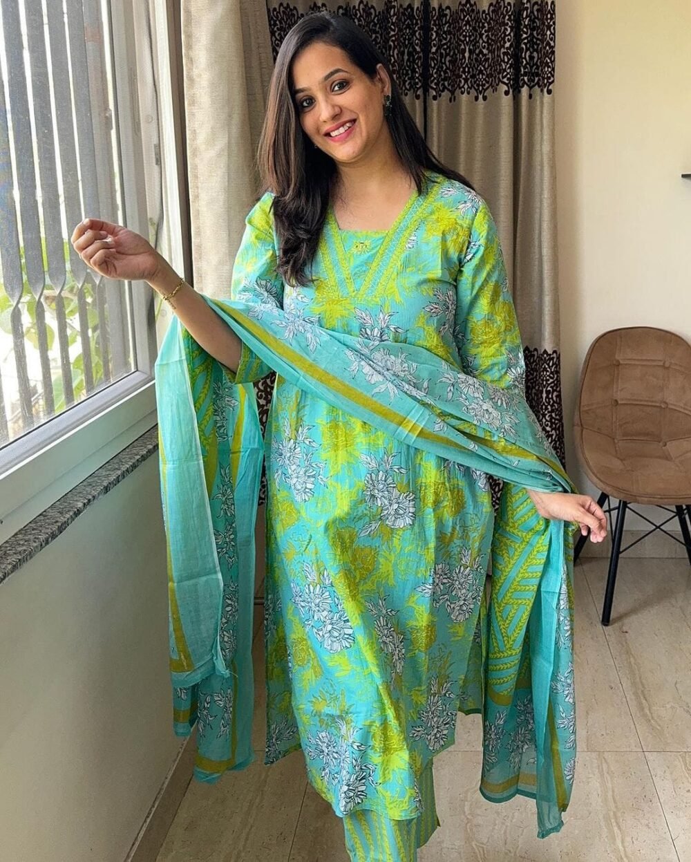 Handwork Cotton Suit Set with 100*100 Dupatta - Image 4