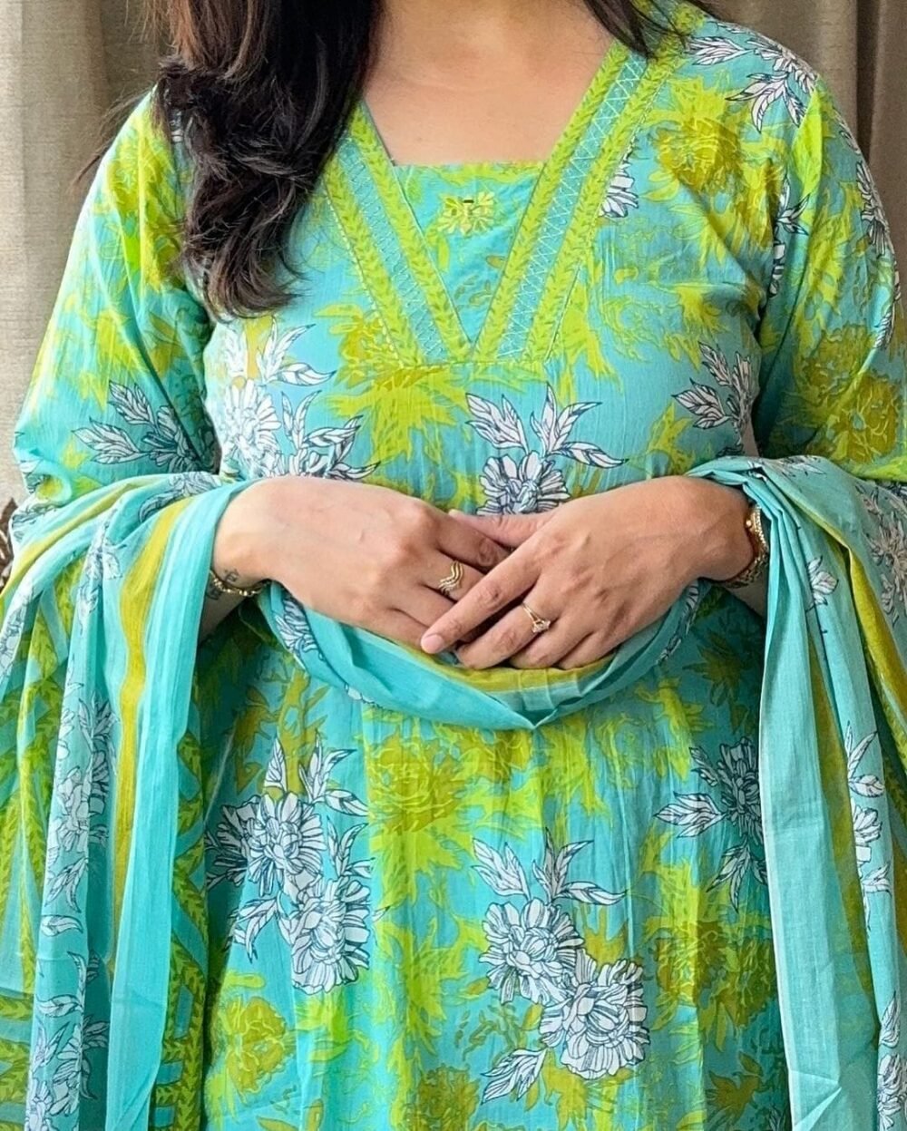Handwork Cotton Suit Set with 100*100 Dupatta - Image 3