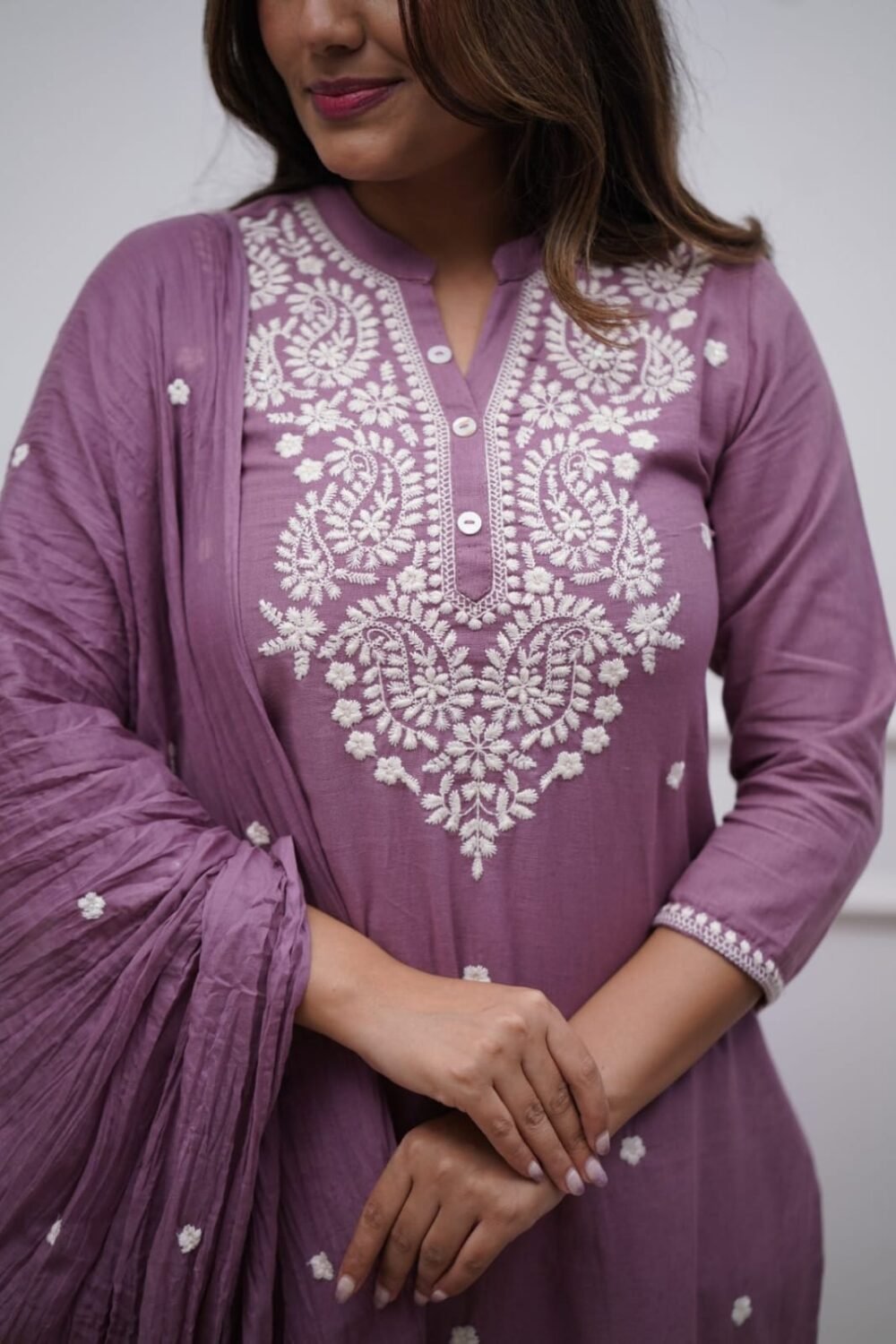 Premium Embroidered Cotton Kurta Set with Dupatta - Image 5