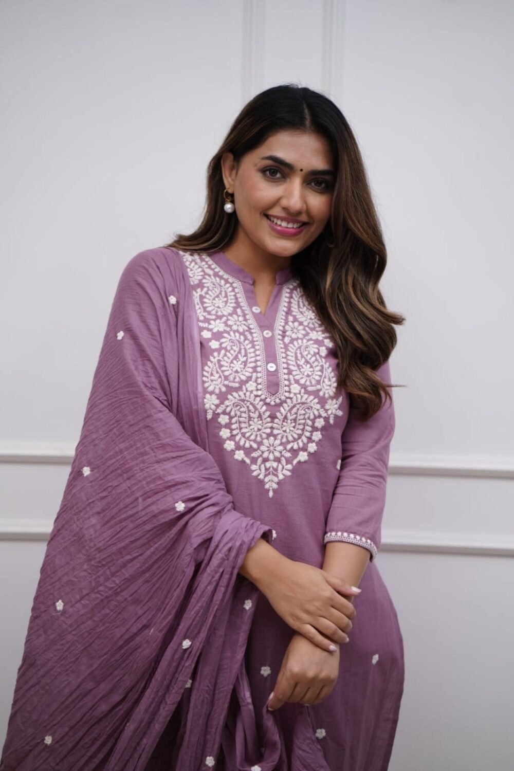 Premium Embroidered Cotton Kurta Set with Dupatta - Image 4