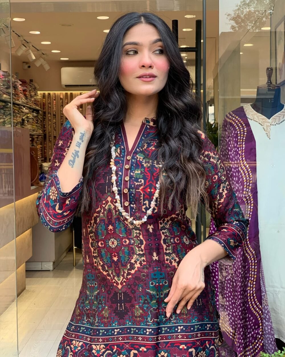Woven Cotton Co-Shirt Palazzo Set - Image 6