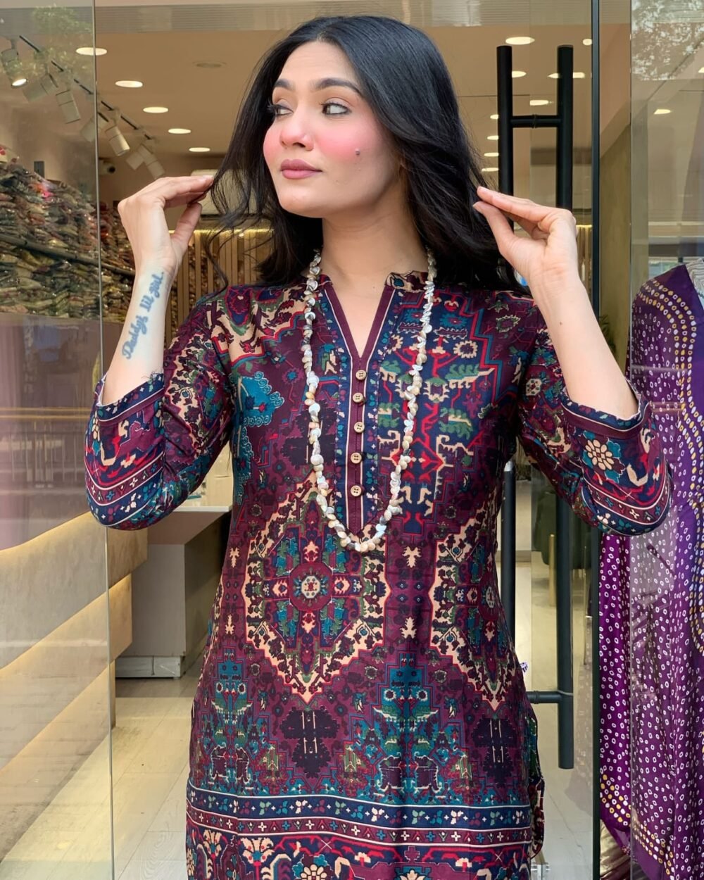 Woven Cotton Co-Shirt Palazzo Set - Image 7