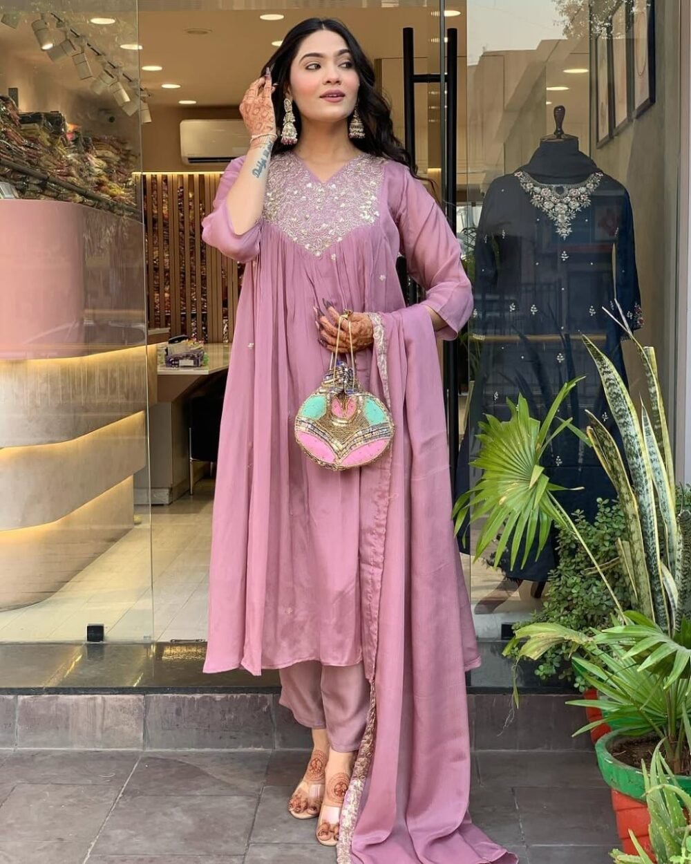 Cotton Anarkali 3-Piece Se