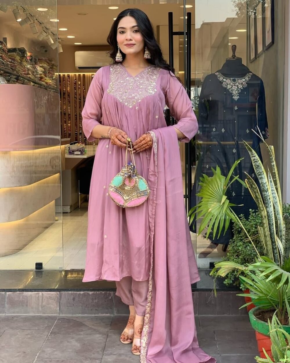 Cotton Anarkali 3-Piece Se - Image 3