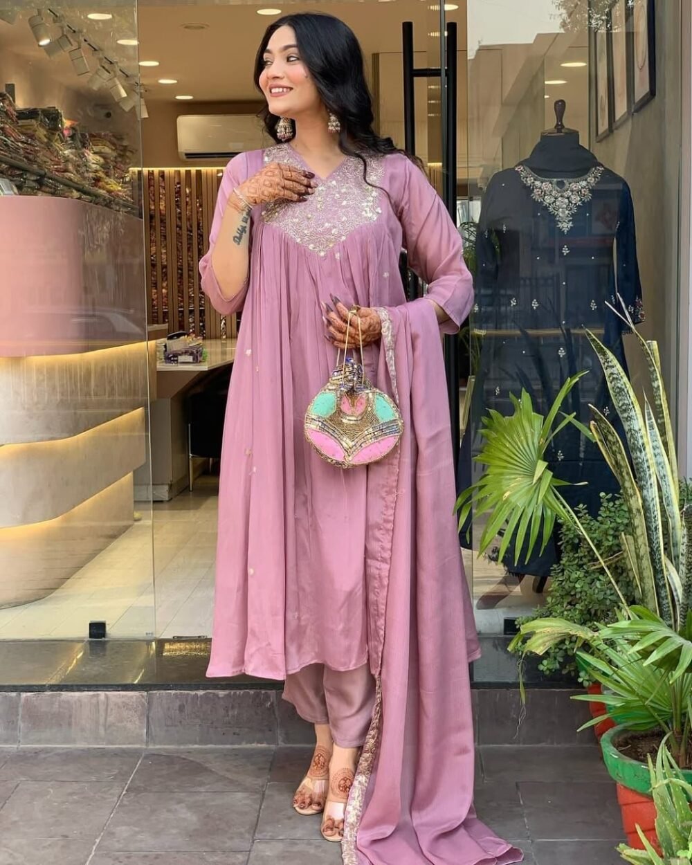 Cotton Anarkali 3-Piece Se - Image 8