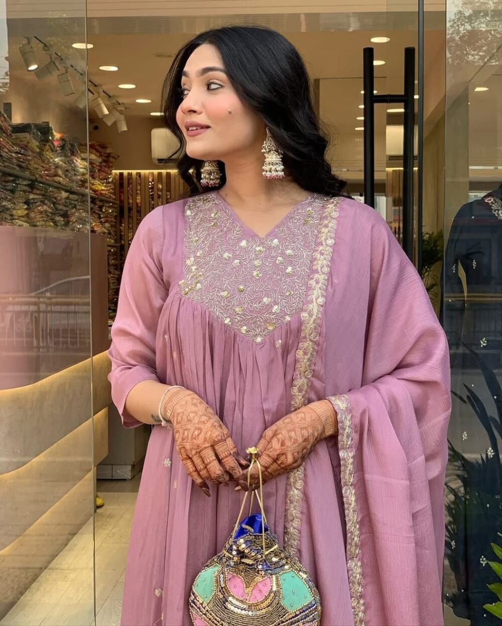 Cotton Anarkali 3-Piece Se - Image 9