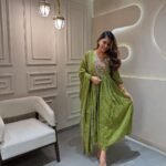 Anarkali Cotton Kurta Set with Embroidery and Malmal Dupatta