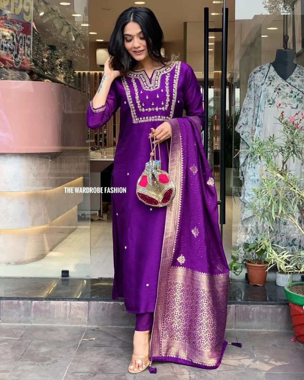 Reyon Kurti Pant Set with Heavy Embroidery & Latkan Dupatta - Image 4