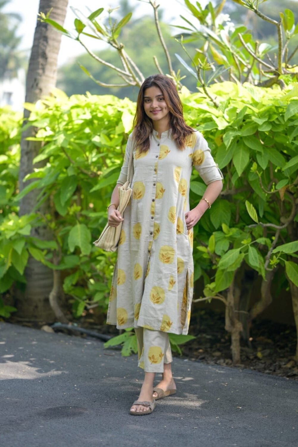 Floral Cotton A-Line Kurti Palazzo Co-Ord Set - Image 4