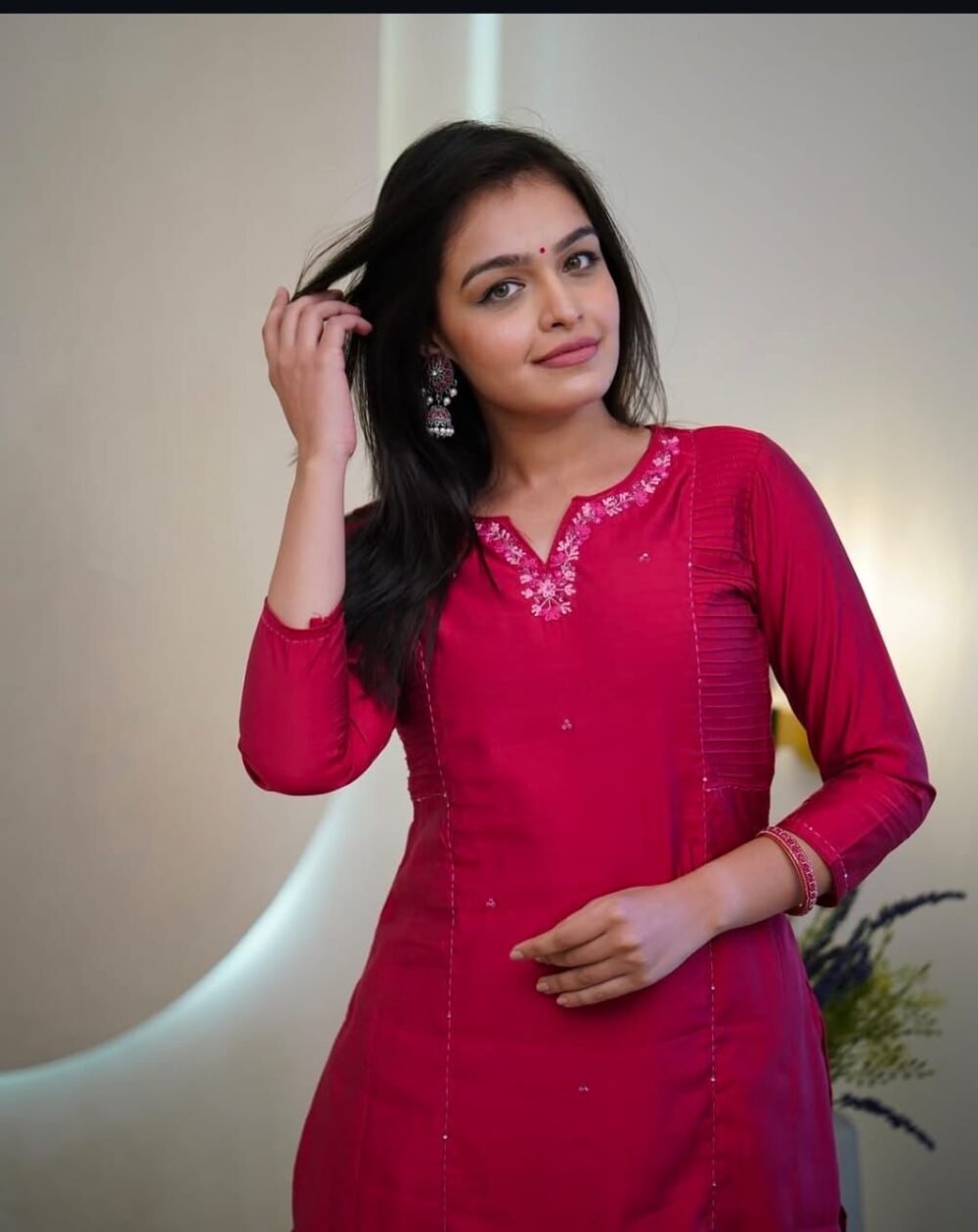 Cotton Kurta Pant Set with Hand Tagai - Image 5