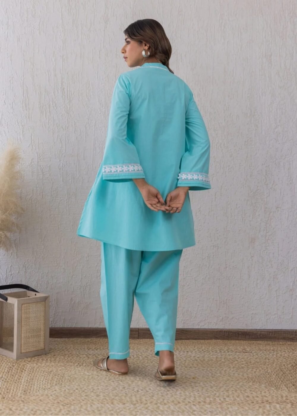 Cotton Cord Set with Lace & Potli Button Detailing - Image 3