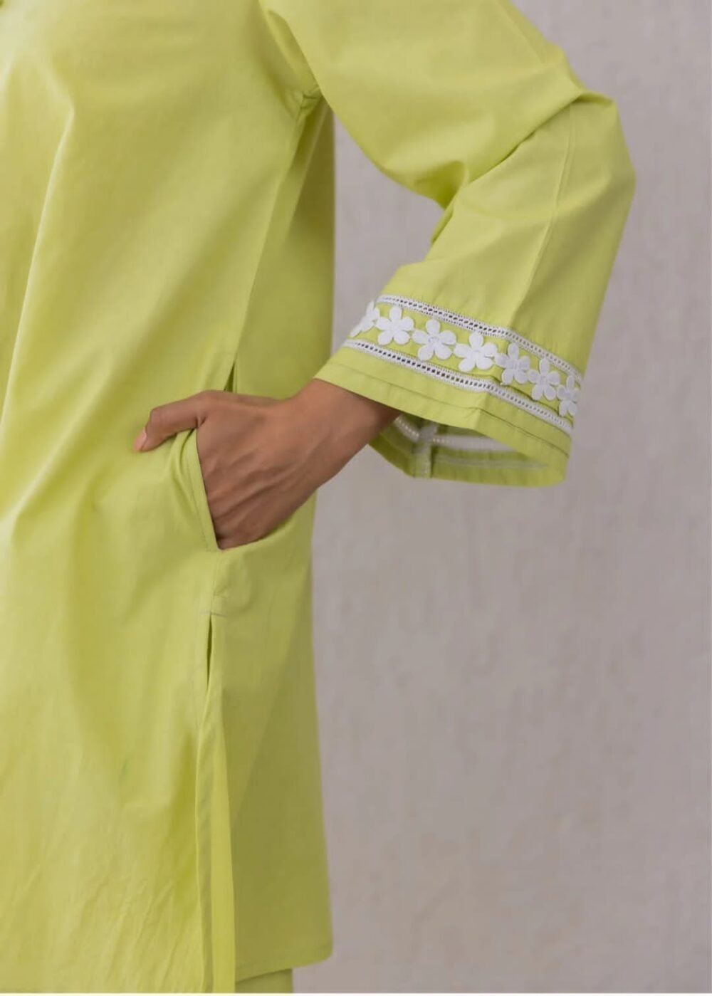 Cotton Cord Set with Lace & Potli Button Detailing - Image 3