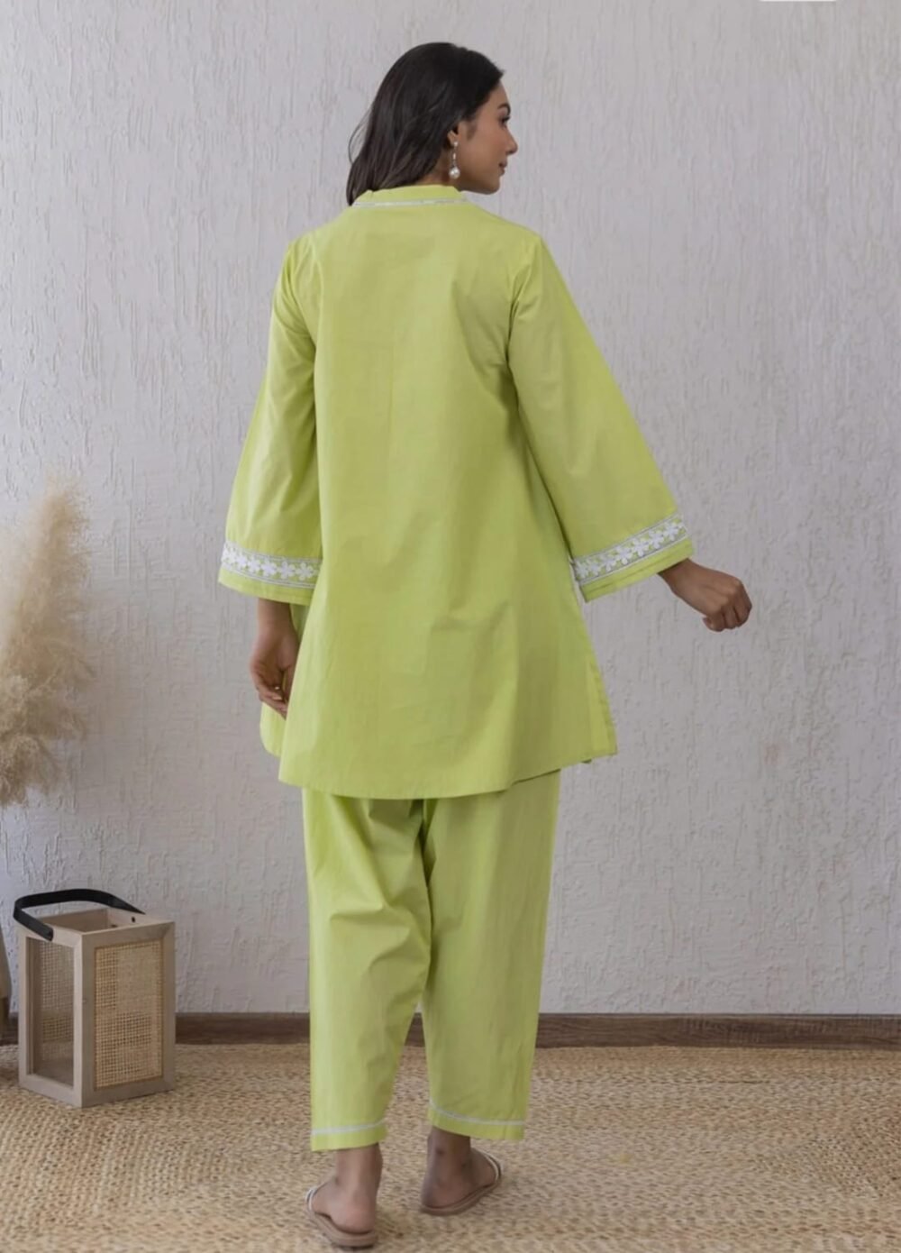 Cotton Cord Set with Lace & Potli Button Detailing - Image 6