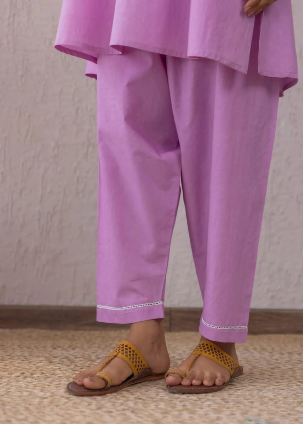 Cotton Cord Set with Lace & Potli Button Detailing - Image 4