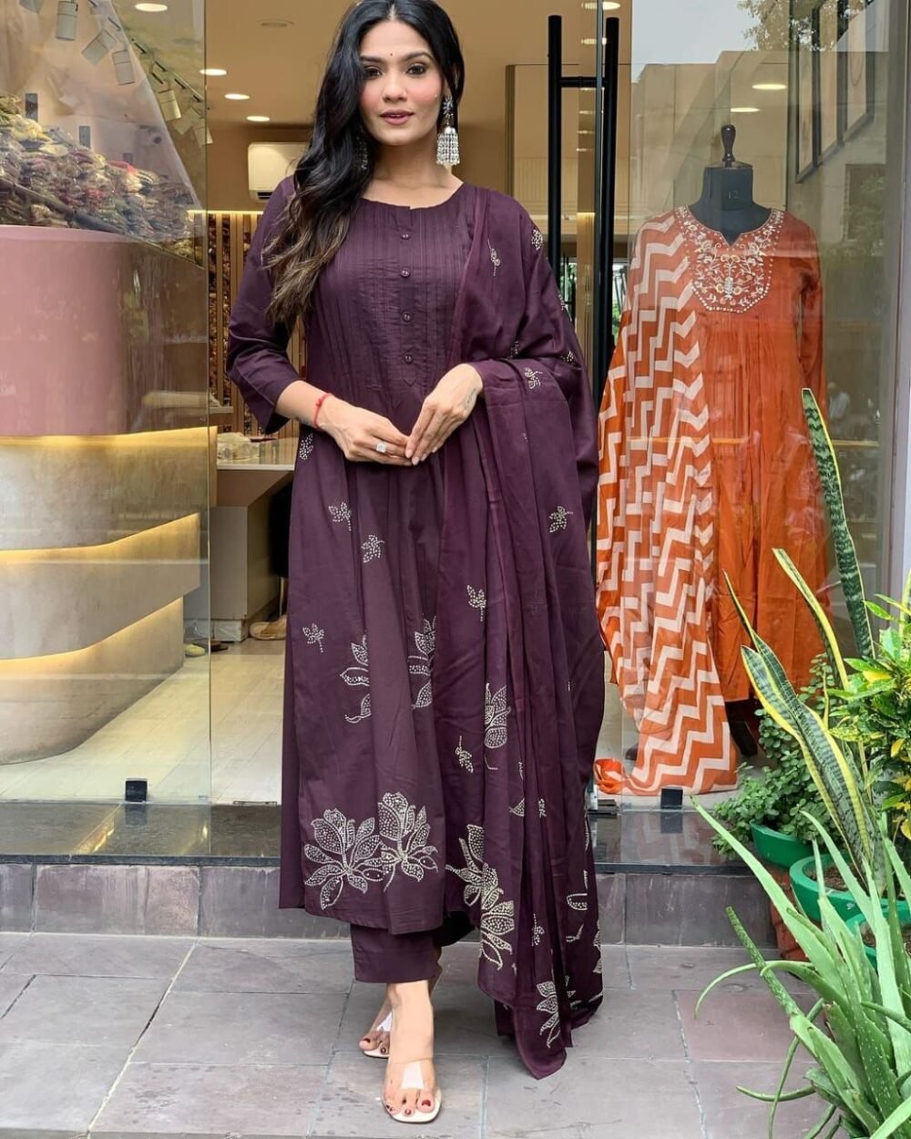 Pure Cotton Printed Kurti Set with Mulmul Dupatta - Image 2