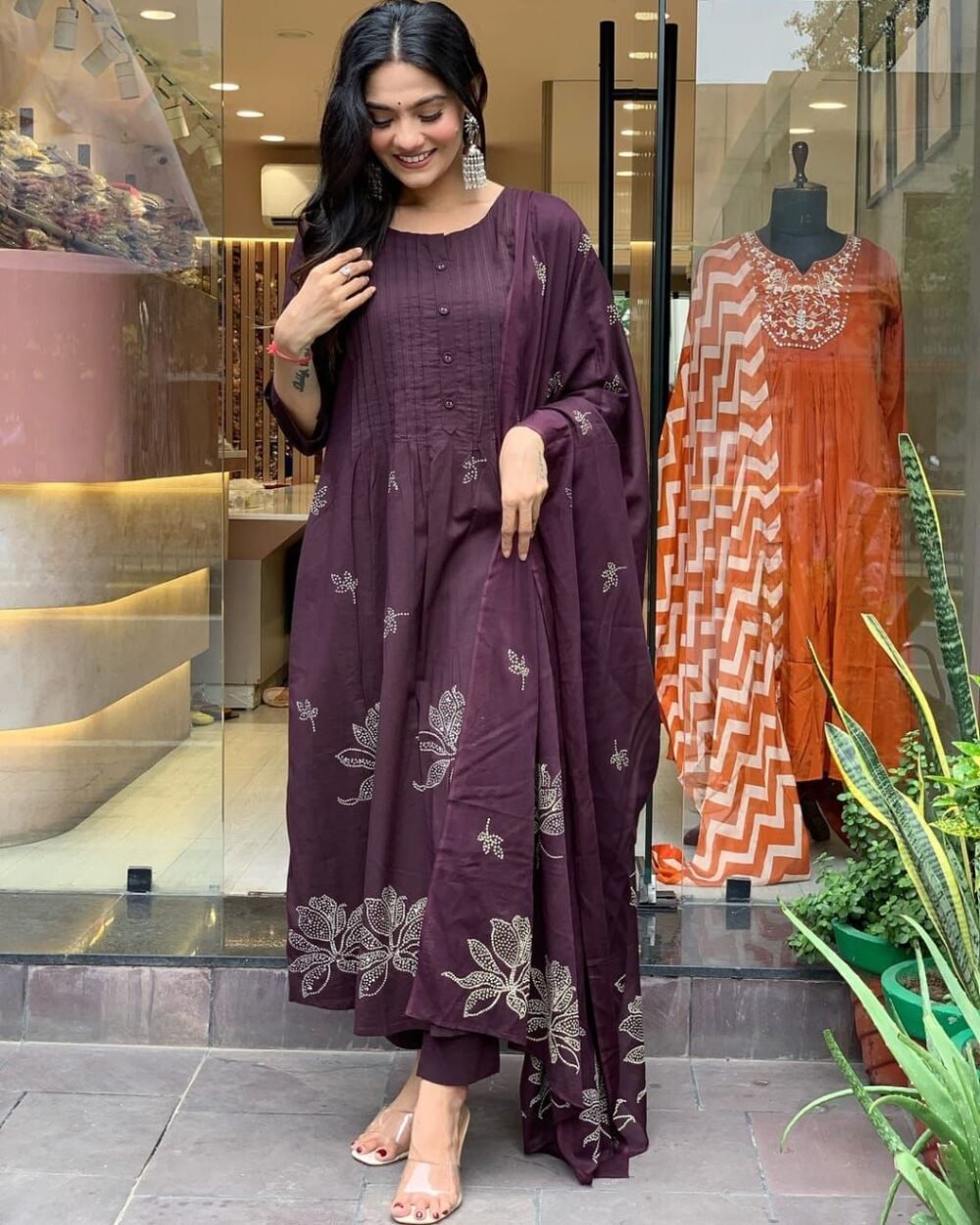 Pure Cotton Printed Kurti Set with Mulmul Dupatta - Image 3