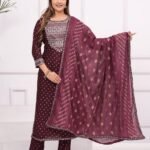 Foil Printed Dobi Suit Set with Embroidered Kurti & Malmal Dupatta