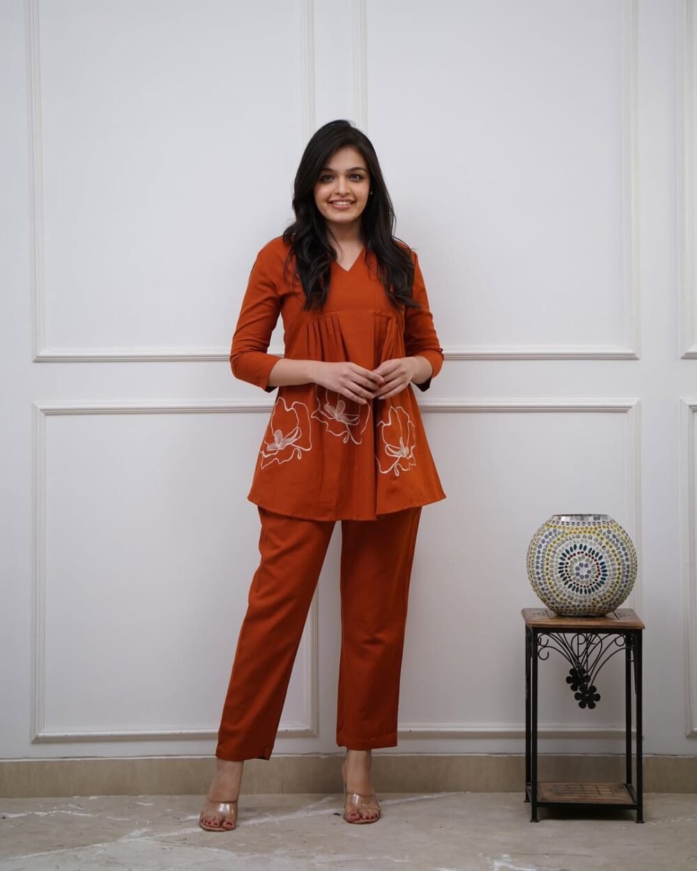 Cotton Slub Kurti with Embroidery & Pocket Pants