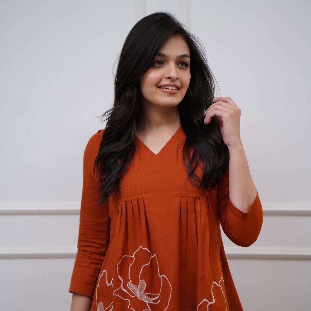 Cotton Slub Kurti with Embroidery & Pocket Pants - Image 2
