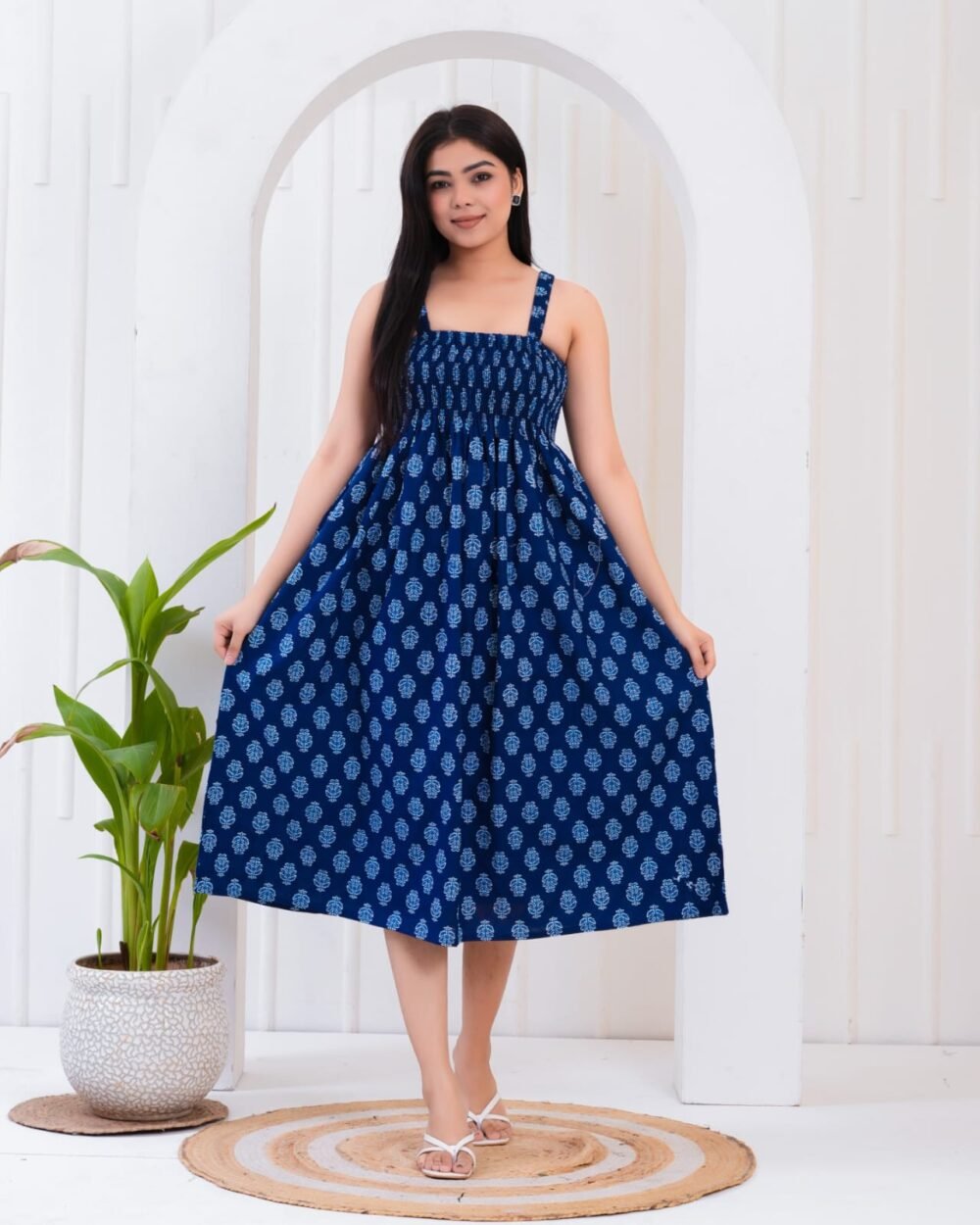 Trendy Stylish Indigo Cotton Women’s Wrap Dress - Image 2