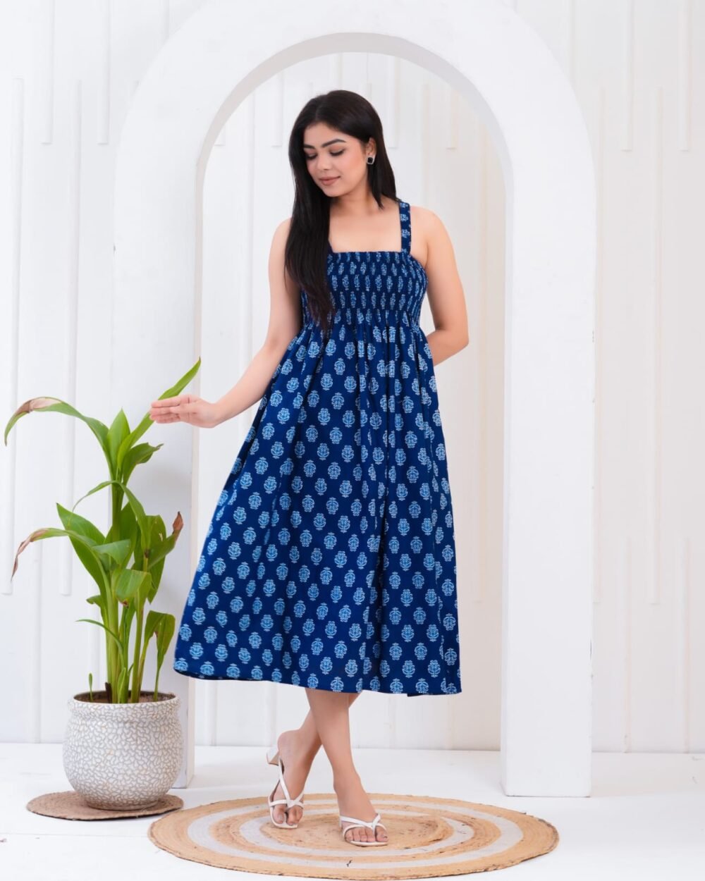Trendy Stylish Indigo Cotton Women’s Wrap Dress