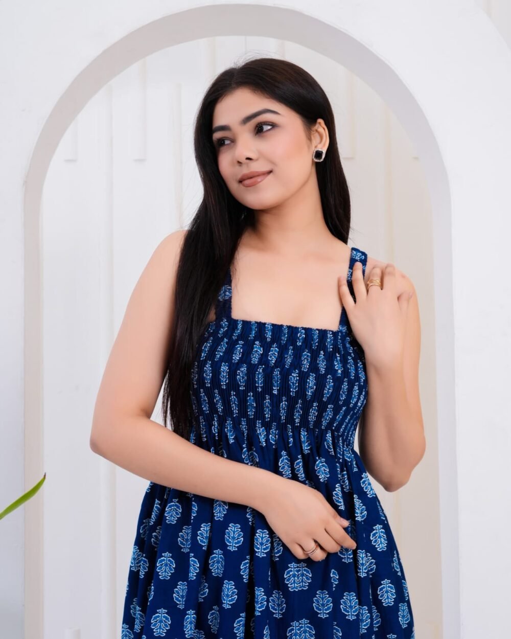 Trendy Stylish Indigo Cotton Women’s Wrap Dress - Image 5