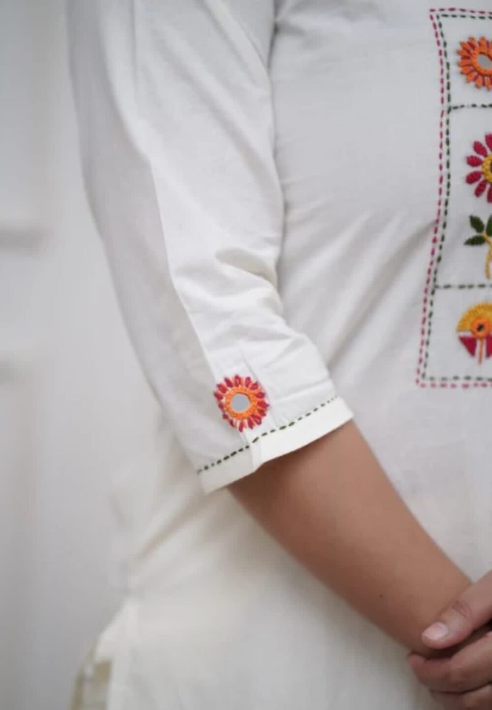 Cotton Embroidered Kurta with Pant & Dupatta Set - Image 6