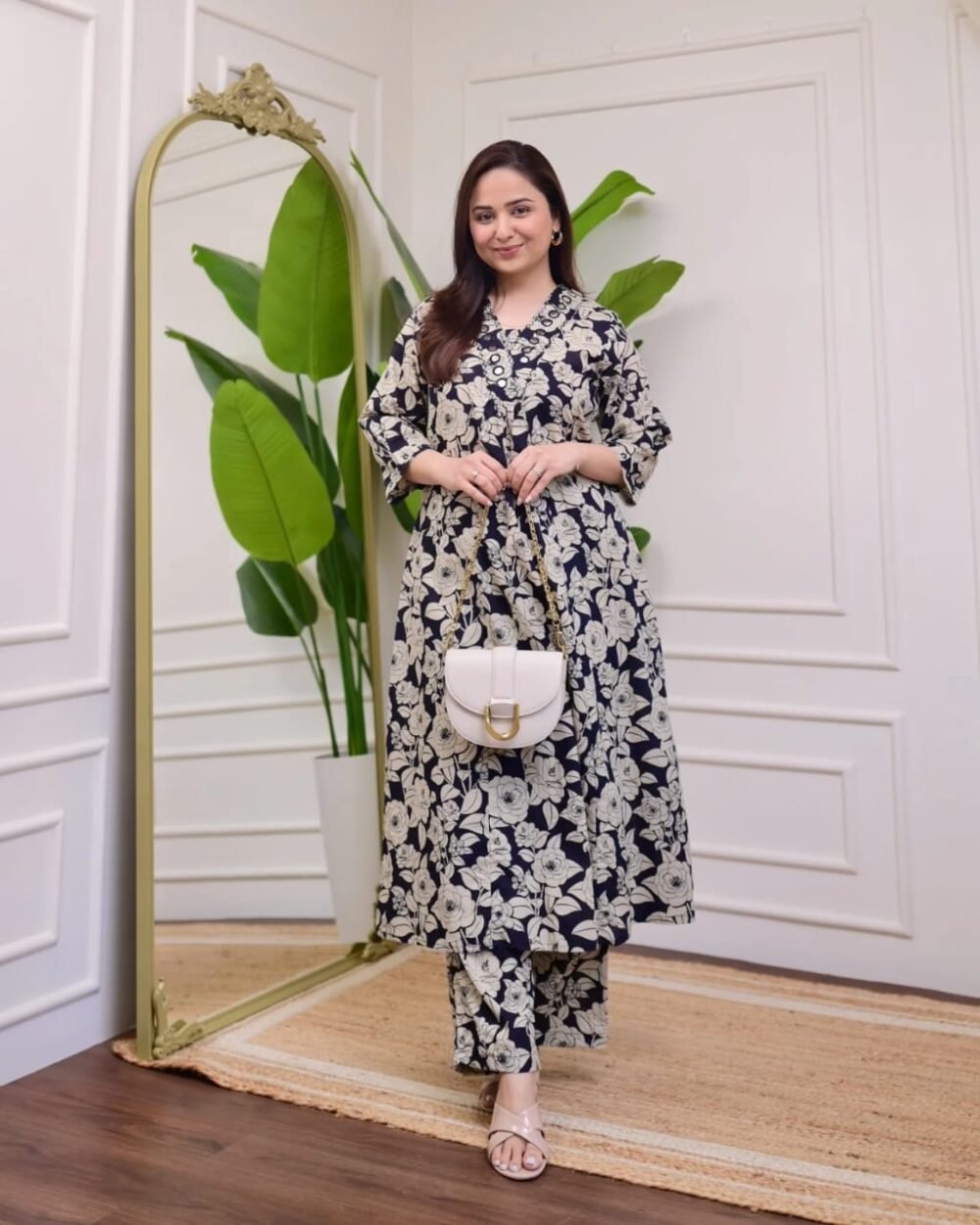 Stylish Cotton Printed Cord Set with Mirror Work - Image 5