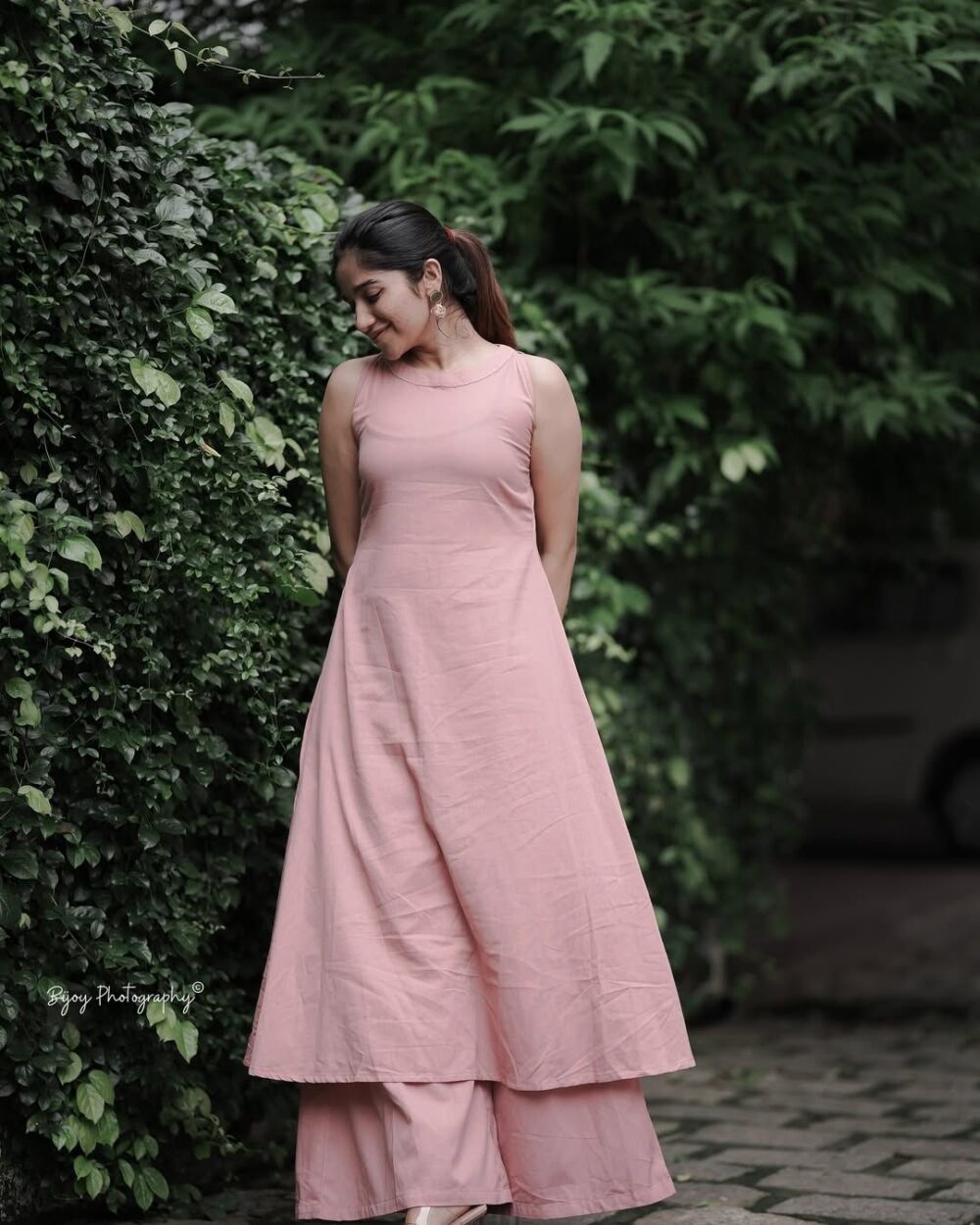 Cotton Slub Kurta Set with Plazo - Image 3
