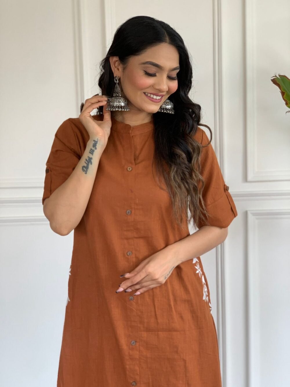 A-line Kurta Set with Hand Embroidery - Image 2